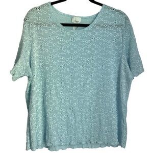 Orange U.S.A. Pale Blue Eyelet Blouse